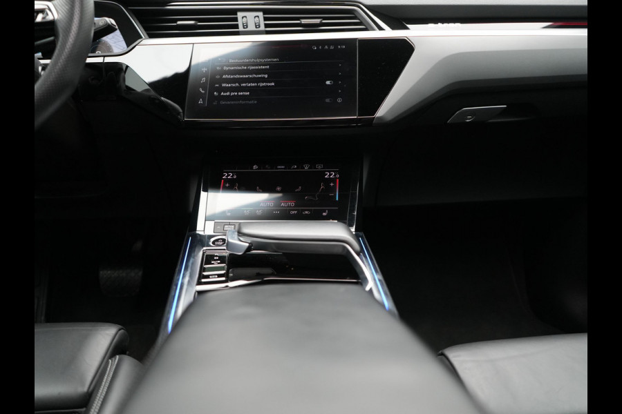 Audi e-tron 50 Quattro 2x S Line 313pk 71 kWh Dealer O.H INCL BTW | Luchtvering | Panodak | Head Up | Adaptive Cruise | Sfeerverlichting | Lederen Sportstoelen Verwarmd | Keyless | Navigatie | 20"L.M | DAB | Virtual |