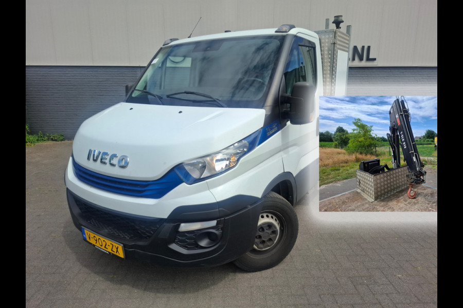 Iveco Daily 3.0I CNG AARDGAS Kraan wagen Open Laad bak AUT-6 HIAB 3-Pers. EURO 6 Navi Ecc Trekhaak Camera Blue power Alpine 2-Din Infotainment Sys. Bluetooth Opbergkasten Betonplex Vloer Compressed Natural Gas (CNG) EURO-6 375 35S14N Voertuig 1e Eigenaar Euro 6