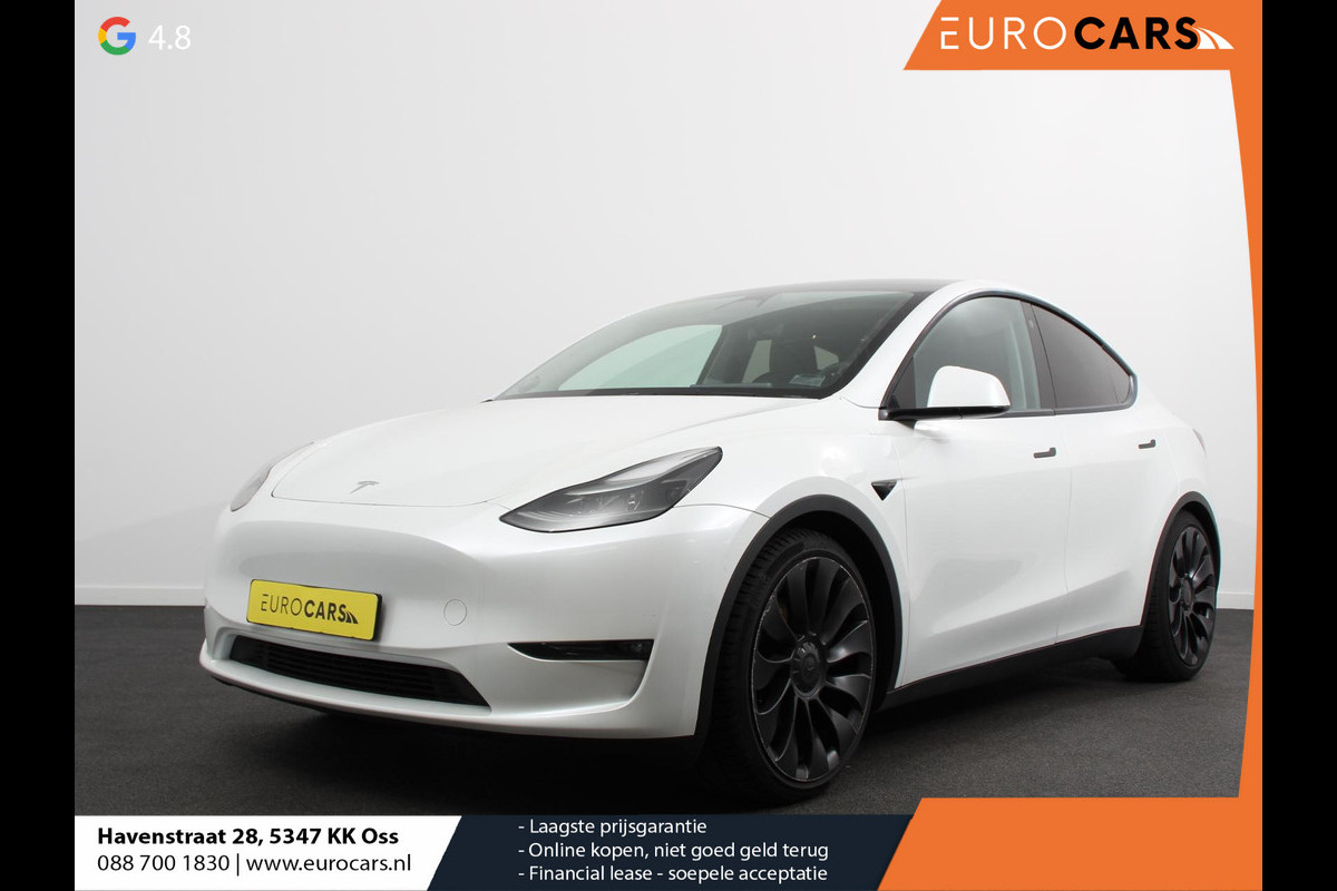 Tesla Model Y Performance Long Range AWD 75 kWh Climate control Adaptieve cruise control Achteruitrijcamera Panoramadak Keyless Stuurverwarming Stoelverwarming LED Navigatie Parkeersensoren Trekhaak