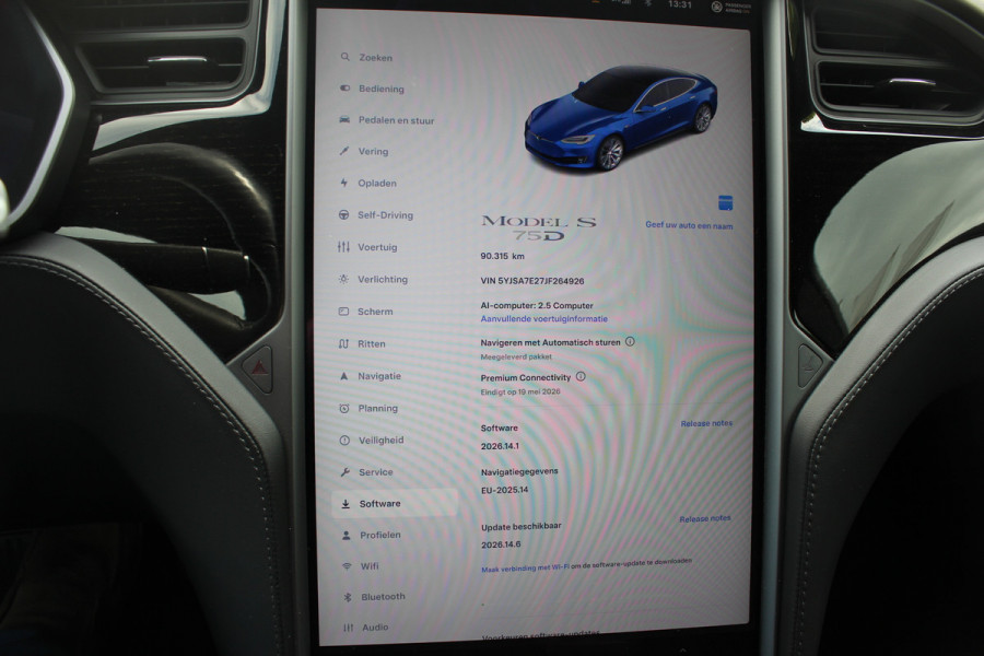 Tesla Model S 75D Base / Autopilot 2.5 / Panoramadak / Camera / Premium Audio / Luchtvering / Navigatie / 19'' / Stoelverwarming / Keyless