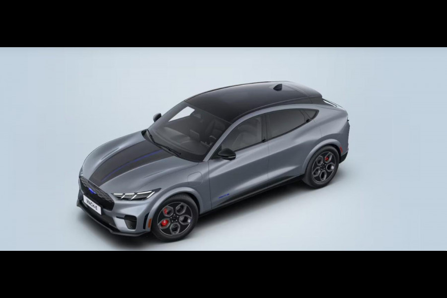 Ford Mustang Mach-E GT Extended AWD 91 kWh | Voorraad | California Special | Panoramadak (vast) en warmtewerende voorruit | Glacier Grey (Premium Metallic)
