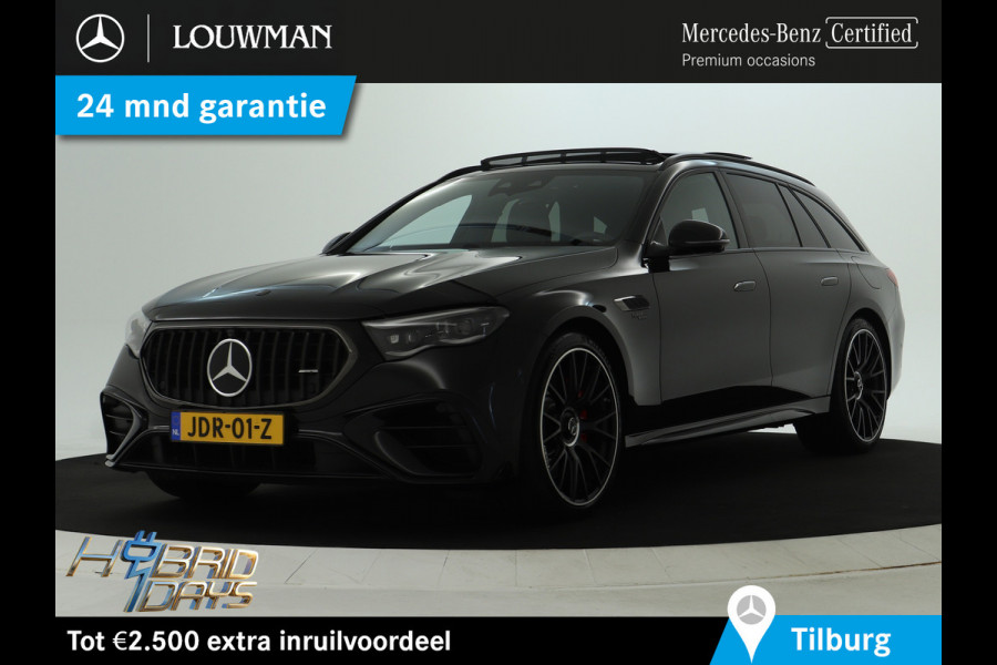 Mercedes-Benz E-Klasse Estate Mercedes-AMG 53 4MATIC+ Hybride | AMG DYNAMIC PLUS Pakket | 21 Inch AMG Velgen | Panorama dak | AMG Driver's Package | Trekhaak | Burmester® | Inclusief 24 maanden MB Certified garantie voor Europa.