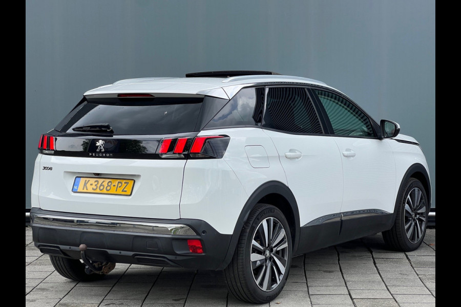 Peugeot 3008 BWJ 2021 | 1.2T 131PK Premium Av. AUTOMAAT | TREKHAAK | PANO SCHUIFDAK | 19'' LMV | CARPLAY | NAVI | CLIMA | AGR | LEDER/STOF | PDC | STOELVERW |