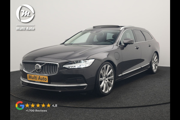 Volvo V90 T6 AWD Inscription PHEV 340pk Dealer O.H. | Trekhaak Af Fabriek | Panodak | Head Up | Adaptive Cruise | 360 Camera | Harman / Kardon | Lederen Sportstoelen Memory & Verwarmd | Keyless | Stuur Verwarmd | Blis | Apple Carplay | DAB | Plug In Hybrid |