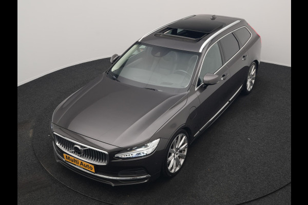 Volvo V90 T6 AWD Inscription PHEV 340pk Dealer O.H. | Trekhaak Af Fabriek | Panodak | Head Up | Adaptive Cruise | 360 Camera | Harman / Kardon | Lederen Sportstoelen Memory & Verwarmd | Keyless | Stuur Verwarmd | Blis | Apple Carplay | DAB | Plug In Hybrid |