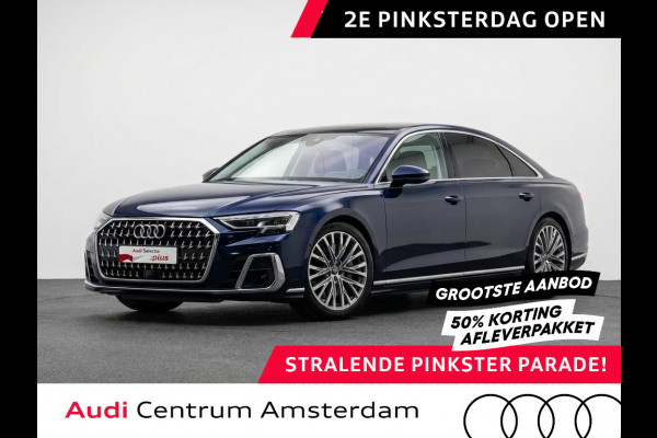 Audi A8 60 TFSI e quattro Lang 462pk | Komt begin juni binnen | Panoramadak | Ventilatie + massage voor en achter | HUD | Luchtvering