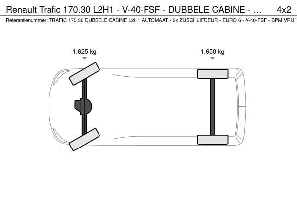 Renault Trafic 170.30 L2H1 - V-40-FSF - DUBBELE CABINE - AUTOMAAT - 2x ZIJSCHUIFDEUR - EURO 6 - BPM VRIJ!