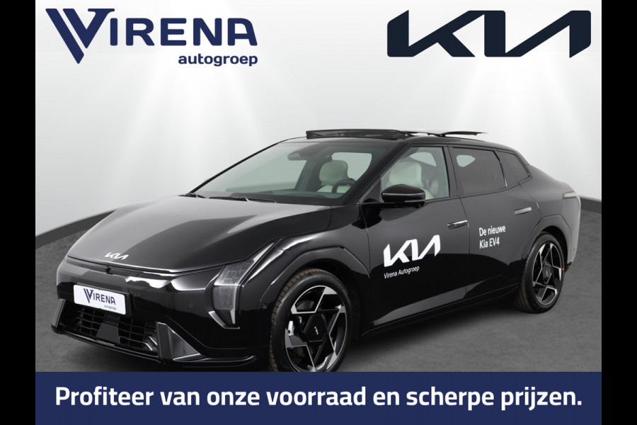 Kia EV4 Fastback GT-PlusLine 81.4 kWh - Stoelverwarming/ventilatie - Glazen Schuif-/kanteldak - Elektrisch verstelbare voorstoelen - Dodehoekcamera - Head-up display  - Fabrieksgarantie tot 09-2032