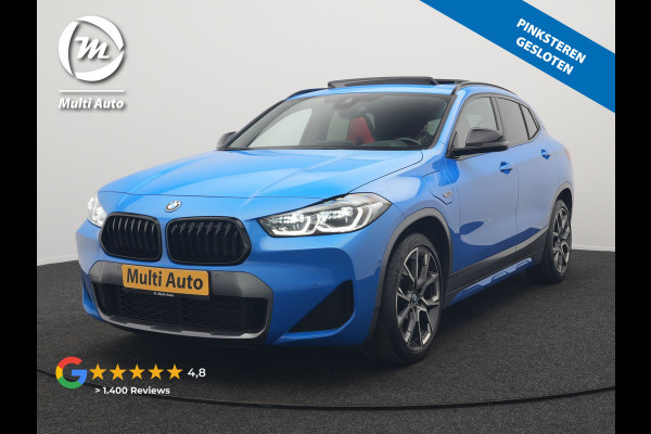 BMW X2 xDrive25e M Sport X PHEV 220pk Dealer O.H. | Trekhaak Afn. | Panodak | Adaptive Cruise | Head Up | Camera | Harman / Kardon | Lederen Competition Stoelen Memory & Verwarmd | Keyless | 19"L.M | Sfeerverlichting | Navigatie | DAB | Plug