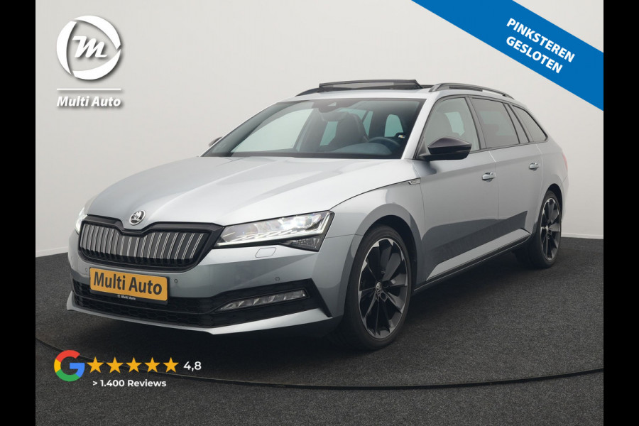 Škoda Superb Combi 1.4 TSI iV Sportline PHEV 218pk Dealer O.H | Panodak | Crystal LED | Camera | Alcantara Sportstoelen Memory & Verwarmd | Cruise Control | Sfeerverlichting | Apple Carplay | Keyless | Navigatie | Virtual | DAB | 19"L.M | Plug In Hybrid |