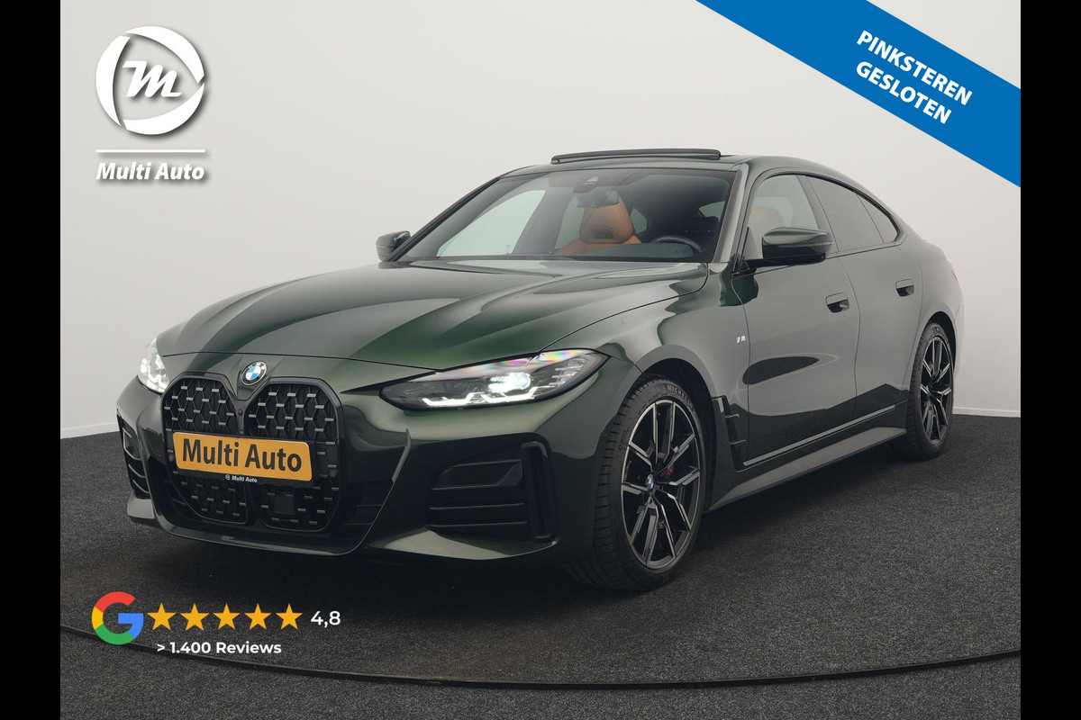 BMW 4 Serie Coupé 430i M Sport 245pk Dealer O.H Sanremo Green | Panodak | Lederen Competition Stoelen Memory & Verwarmd | Adaptive Onderstel | 360 Camera | Harman & Kardon | 19" L.M | Carbon | Apple Carplay | Navigatie | Blis | Virtual | DAB |
