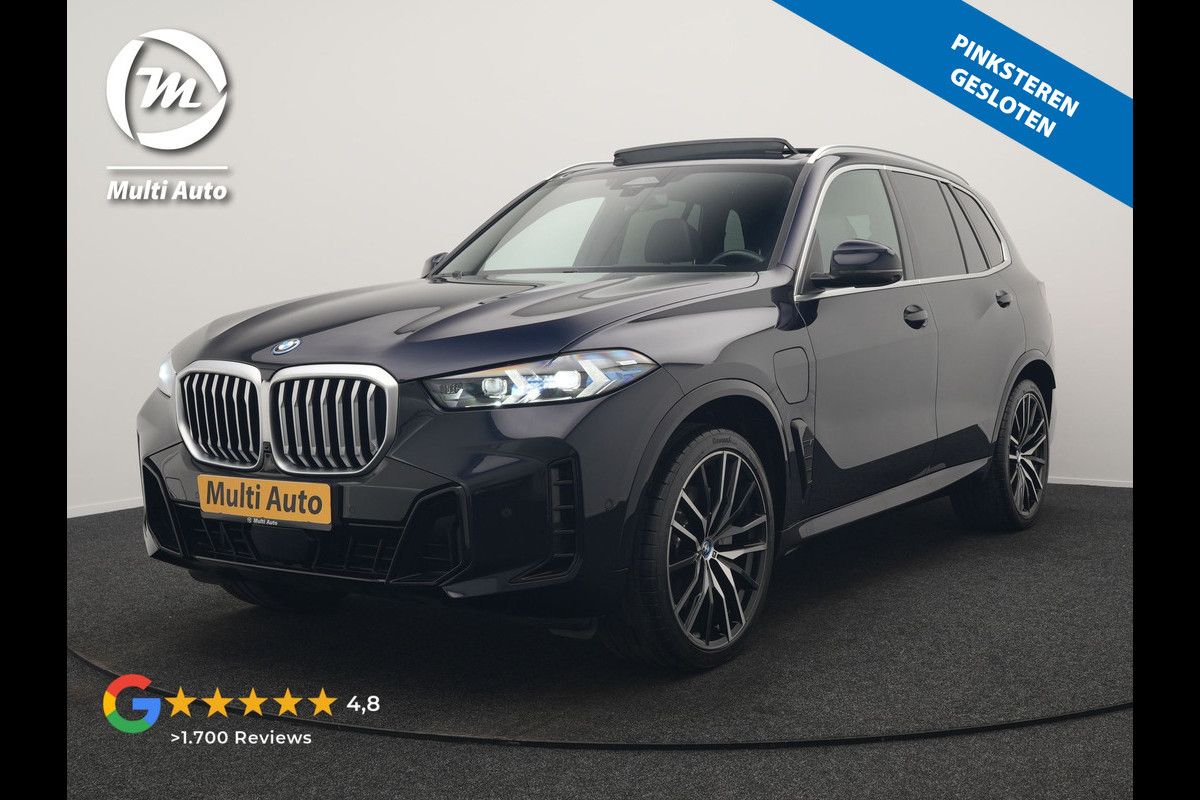 BMW X5 xDrive50e M Sport PHEV 490pk Dealer O.H. | Panodak Sky Lounge | Luchtvering | Head Up | 360 Camera | Harman / Kardon | Nappa Lederen Comfortstoelen Memory & Verwarmd | Carbon Schwarz | Apple Carplay | Keyless | Blis | 22"L.M | Plug In Hybrid |