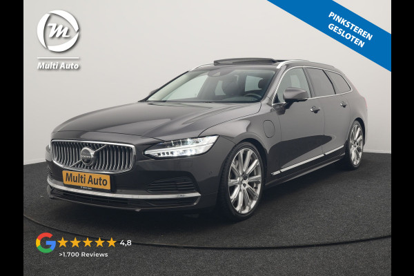 Volvo V90 T6 AWD Inscription PHEV 340pk Dealer O.H. | Trekhaak Af Fabriek | Panodak | Head Up | Adaptive Cruise | 360 Camera | Harman / Kardon | Lederen Sportstoelen Memory & Verwarmd | Keyless | Stuur Verwarmd | Blis | Apple Carplay | DAB | Plug In Hybrid |