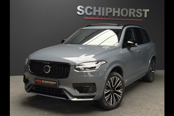 Volvo XC90 T8 Hybride long range Plus Dark THUNDER GREY 7 Zits All Black trekhaak 455pk 360 camera