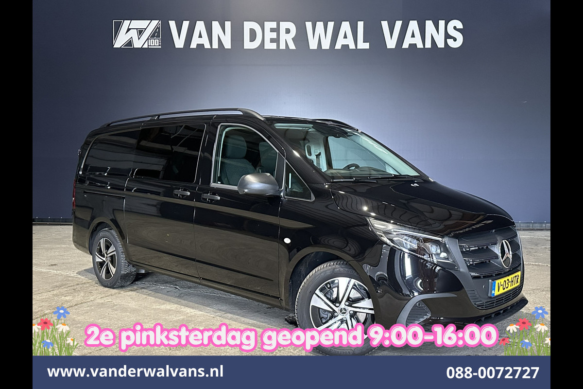Mercedes-Benz Vito 116 CDI 164pk 9G-Tronic Automaat L2H1 Dubbele Cabine Fabrieksgarantie Euro6 Airco | 5-Zits | 2x zijdeur | 360 graden Camera Navigatie, LED, LM Velgen, 2500kg Trekhaak, Adaptieve Cruisecontrol, Parkeersensoren, Isofix, MBUX