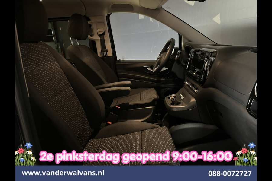 Mercedes-Benz Vito 116 CDI 164pk 9G-Tronic Automaat L2H1 Dubbele Cabine Fabrieksgarantie Euro6 Airco | 5-Zits | 2x zijdeur | 360 graden Camera Navigatie, LED, LM Velgen, 2500kg Trekhaak, Adaptieve Cruisecontrol, Parkeersensoren, Isofix, MBUX