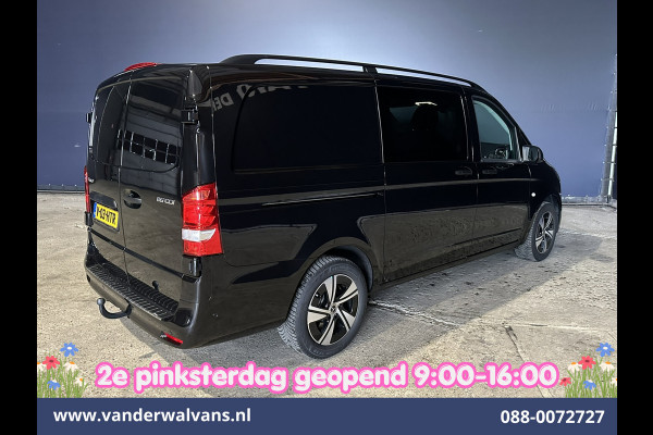 Mercedes-Benz Vito 116 CDI 164pk 9G-Tronic Automaat L2H1 Dubbele Cabine Fabrieksgarantie Euro6 Airco | 5-Zits | 2x zijdeur | 360 graden Camera Navigatie, LED, LM Velgen, 2500kg Trekhaak, Adaptieve Cruisecontrol, Parkeersensoren, Isofix, MBUX