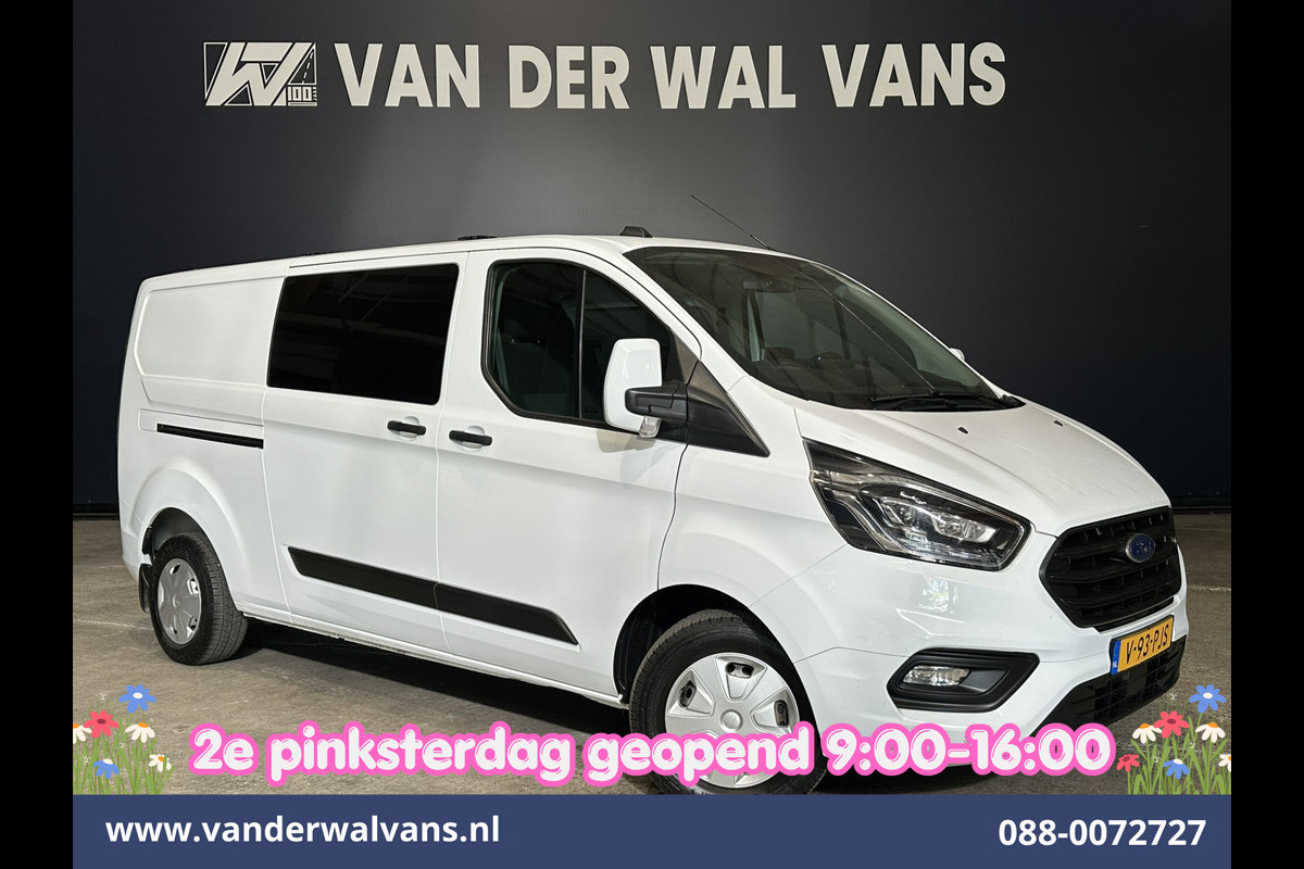 Ford Transit Custom 2.0 TDCI 131pk L2H1 Dubbele Cabine Euro6 Airco | 5-Zits | Xenon | Navigatie | Cruisecontrol | LED | 2800kg Trekhaak Stoelverwarming, Parkeersensoren, Achterklep