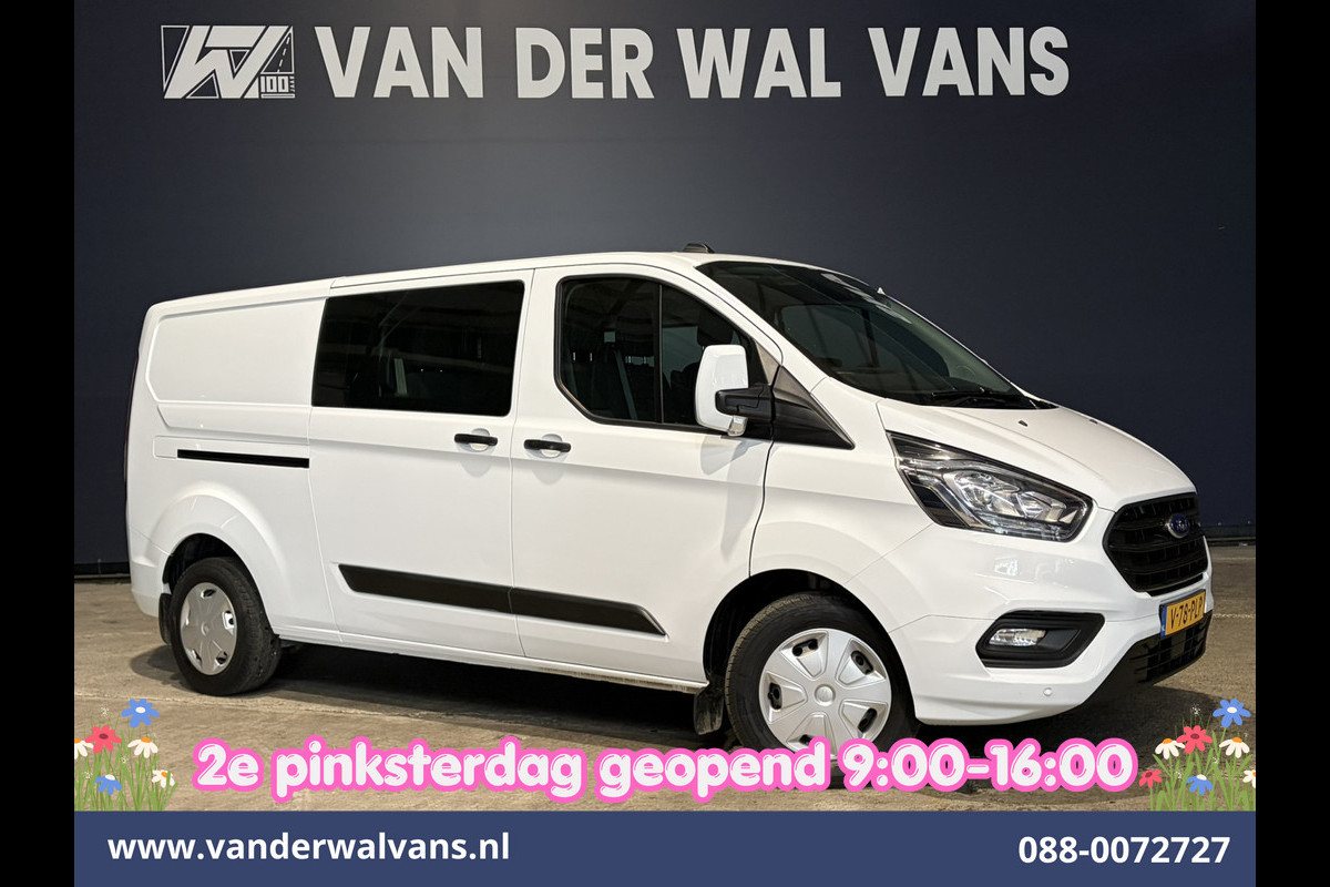 Ford Transit Custom 2.0 TDCI 130pk Automaat L2H1 Dubbele Cabine Inrichting Euro6 Airco | 6-Zits | Camera | Navigatie | LED Apple Carplay, Android Auto, Adaptieve Cruisecontrol, Trekhaak, Stoelverwarming, Verwarmde voorruit, Parkeersensoren, Achterklep