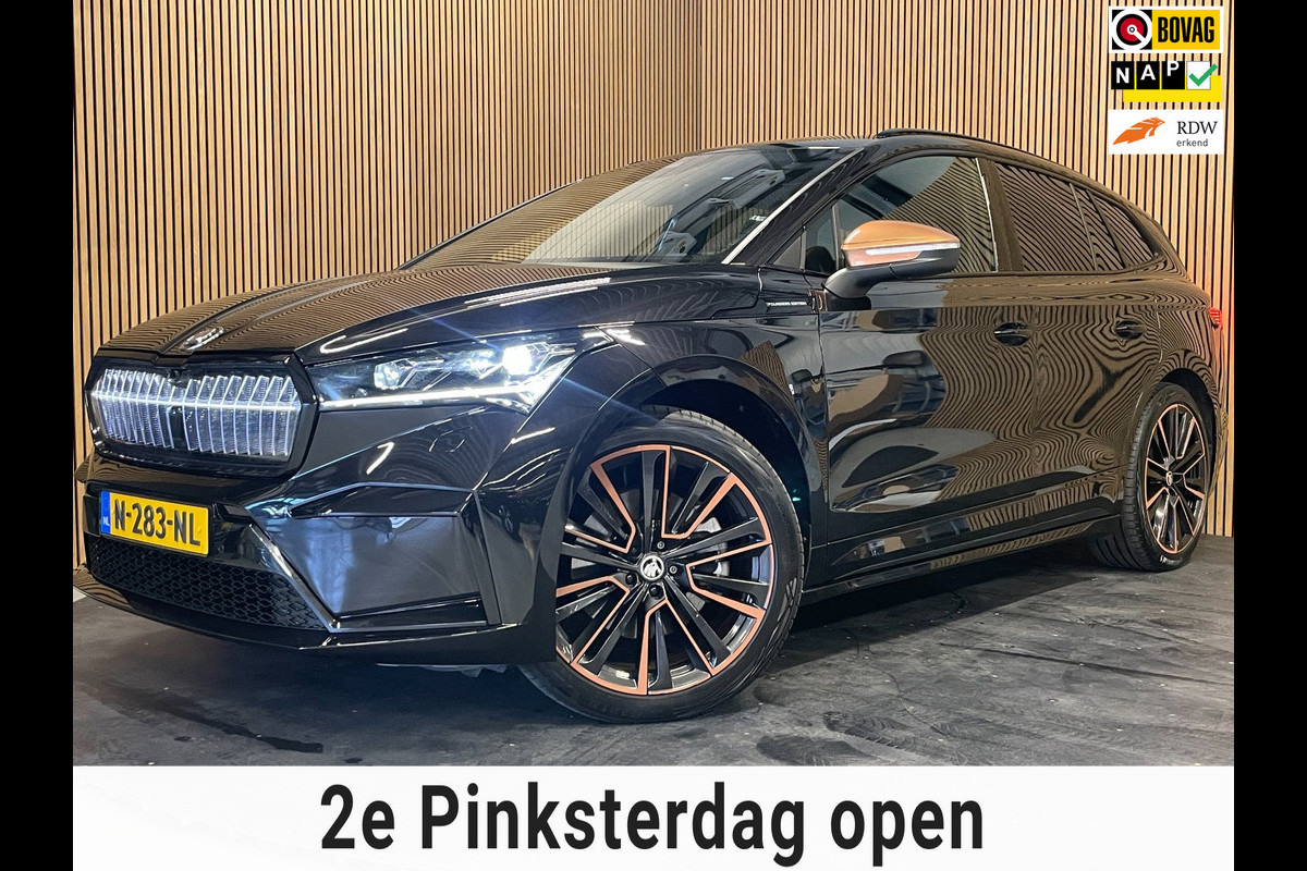 Škoda ENYAQ iV 80 Founders Edition Black|90% SOH|CRYSTAL FACE|LEDER|NAVI|CAMERA|STUURVERWARMING|NAP|NL-AUTO|1e EIGENAAR|INCL.BTW|