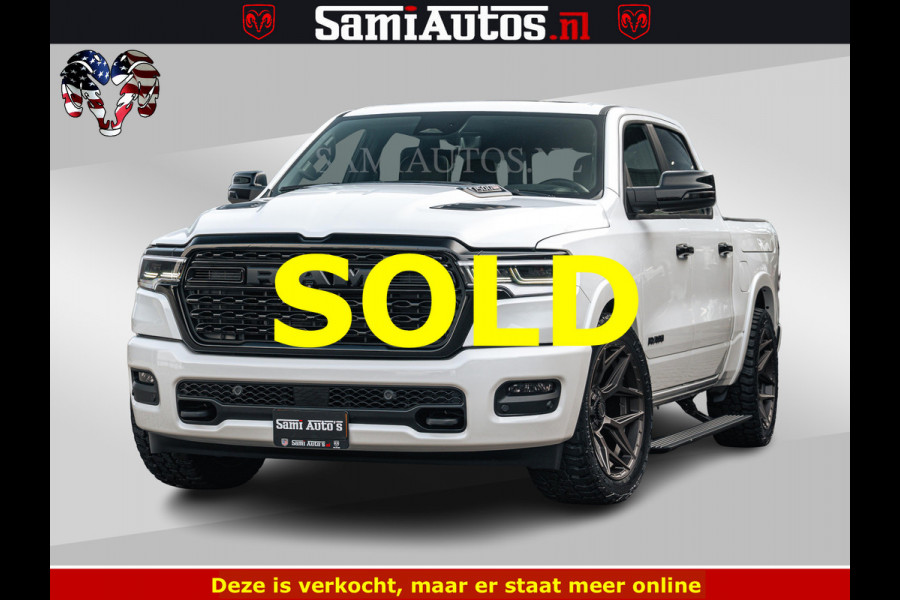 Dodge Ram LIMITED H.O 540PK 706Nm | Massage + Full Option | De Meest Luxe en Volle Pick-Up in zijn Klasse | Comfortabele Dubbele Cabine met Royale 5 Zitplaatsen | BPM vrij | Nu Leverbaar uit Voorraad | Voorraad Nr 2298 - 7479
