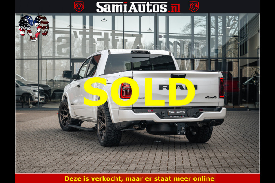 Dodge Ram LIMITED H.O 540PK 706Nm | Massage + Full Option | De Meest Luxe en Volle Pick-Up in zijn Klasse | Comfortabele Dubbele Cabine met Royale 5 Zitplaatsen | BPM vrij | Nu Leverbaar uit Voorraad | Voorraad Nr 2298 - 7479