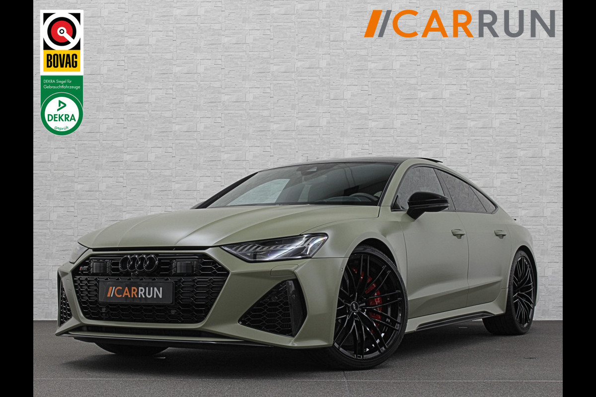 Audi RS7 Dynamic+ 300kmh | Keramisch | 22" ABT (9200,=) | B&O 3D High End | 4-Wielbesturing | Stoelvent. | Carbon Pack | Nachtzicht | Alc 84800,= ex btw | Lease / Maandbedrag 998,= pm. | 360 Camera | Laser-LED | ACC | Valcona | Klasse-5 | Head-up | Soft-Close | Isolatieglas | Dealer OH.