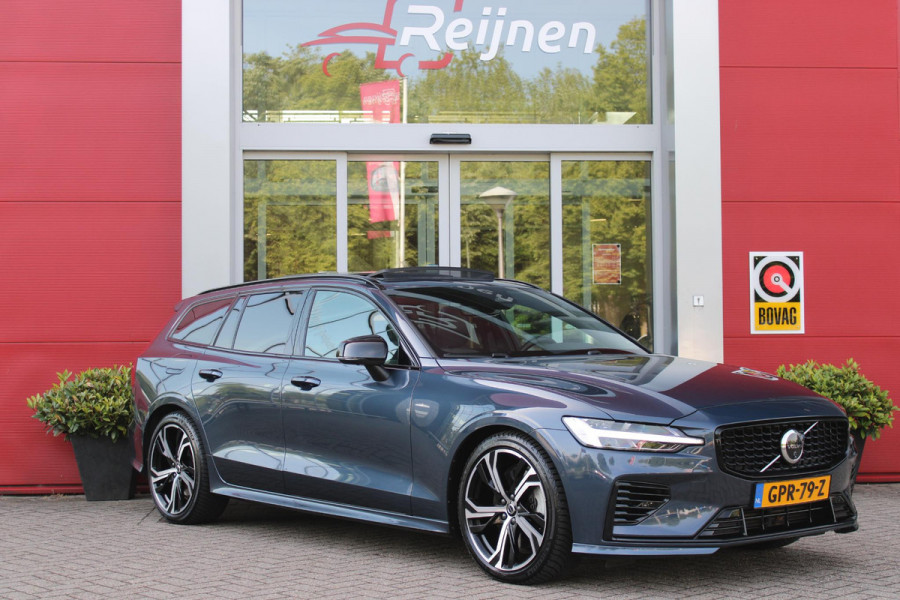 Volvo V60 2.0 T6 350PK Plug-in hybrid AWD Plus Dark | PANORAMISCH SCHUIF/KANTELDAK | PREMIUM AUDIO HARMAN/KARDON | NAVIGATIE VIA GOOGLE AUTO | APPLE CARPLAY / ANDROID AUTO | FULL-LED KOPLAMPEN | VERLICHTINGSPACK 2 | TREKHAAK MET SEMI ELEKTRISCH INKLAPBARE KOGEL 1800KG TREKGEWICHT! | 19'' 5-DOUBLE SPAAKS MATT GRAPHITE / DIAMOND CUT VELGEN | LEDEREN BEKLEDING | POWER SEATS - BESTUURDERS- EN PASSAGIERSSTOEL ELEKTRISCHVERSTELBAAR MET GEHEUGEN, ELEKTRISCH VERSTELBARE  ZITVERLENGERS /LENDESTEUN VIERVOUDIG | STOEL- EN ACHTERBANKVERWARMING | STUURVERWARMING | VOORRUITVERWARMING | PARKEE