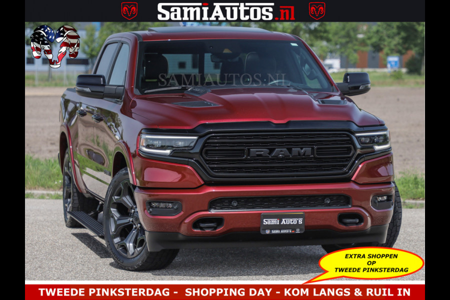 Dodge Ram DELMONICO | LIMITED NIGHT 5.7 V8 | BOM VOL | HUD | LUCHTVERING | MEEST LUXE DUBBELE CABINE | 5 PERSOONS | ROYALE STOELEN MET LUXE BEKLEDING | DC | GRIJSKENTEKEN | Z.G.A.N | EERSTE EIGENAAR | ORIGINELE NEDERLANDSE AUTO |