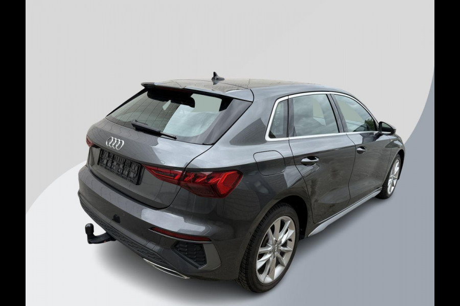 Audi A3 Sportback 40 TFSI S Line | Adaptive cruise control | Trekhaak afneembaar | Lederen bekleding | Stoelverwarming | Camera | Elektrische achterklep | Dodehoeksensoren |