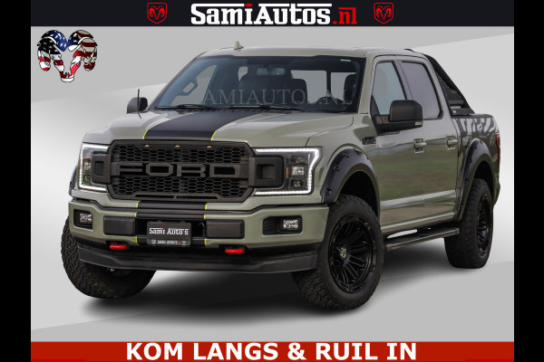Ford USA F-150 5.0 V8 4X4 | MAT OLIVE GREEN | ZEER DIK | CAMERA | 3500KG | PANORAMA | LEDER | GO RHINO ROLLBAR | CRUISE CONTROL | PRINS LPG | BAKFLIP COVER | Deze pick-up is leverbaar met zowel een groot rijbewijs (C) als een klein rijbewijs (B). Laat ons weten wat jouw voorkeur is.