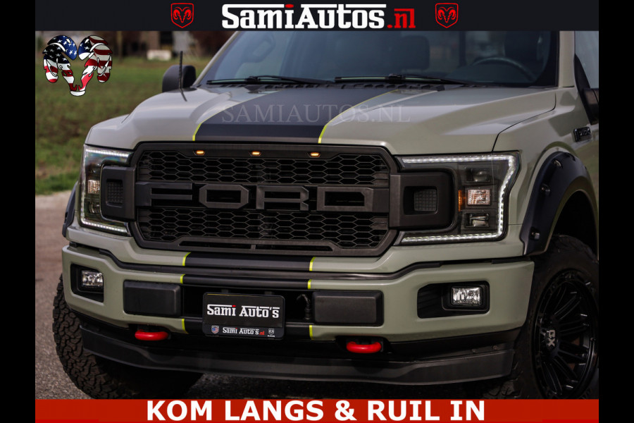 Ford USA F-150 5.0 V8 4X4 | MAT OLIVE GREEN | ZEER DIK | CAMERA | 3500KG | PANORAMA | LEDER | GO RHINO ROLLBAR | CRUISE CONTROL | PRINS LPG | BAKFLIP COVER | Deze pick-up is leverbaar met zowel een groot rijbewijs (C) als een klein rijbewijs (B). Laat ons weten wat jouw voorkeur is.
