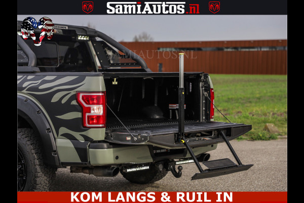 Ford USA F-150 5.0 V8 4X4 | MAT OLIVE GREEN | ZEER DIK | CAMERA | 3500KG | PANORAMA | LEDER | GO RHINO ROLLBAR | CRUISE CONTROL | PRINS LPG | BAKFLIP COVER | Deze pick-up is leverbaar met zowel een groot rijbewijs (C) als een klein rijbewijs (B). Laat ons weten wat jouw voorkeur is.