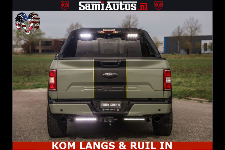 Ford USA F-150 5.0 V8 4X4 | MAT OLIVE GREEN | ZEER DIK | CAMERA | 3500KG | PANORAMA | LEDER | GO RHINO ROLLBAR | CRUISE CONTROL | PRINS LPG | BAKFLIP COVER | Deze pick-up is leverbaar met zowel een groot rijbewijs (C) als een klein rijbewijs (B). Laat ons weten wat jouw voorkeur is.