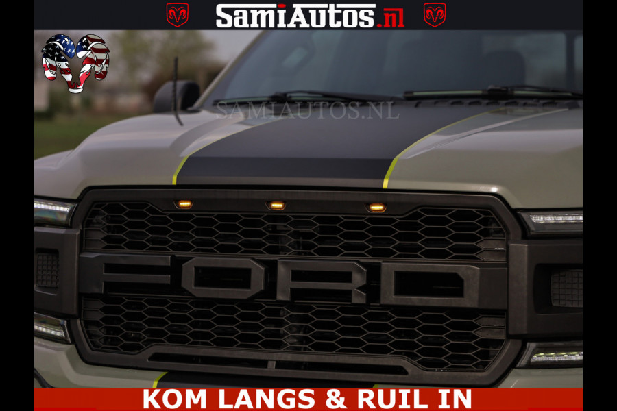 Ford USA F-150 5.0 V8 4X4 | MAT OLIVE GREEN | ZEER DIK | CAMERA | 3500KG | PANORAMA | LEDER | GO RHINO ROLLBAR | CRUISE CONTROL | PRINS LPG | BAKFLIP COVER | Deze pick-up is leverbaar met zowel een groot rijbewijs (C) als een klein rijbewijs (B). Laat ons weten wat jouw voorkeur is.