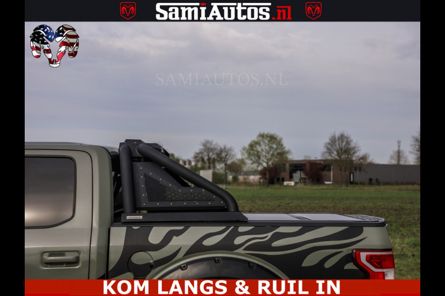 Ford USA F-150 5.0 V8 4X4 | MAT OLIVE GREEN | ZEER DIK | CAMERA | 3500KG | PANORAMA | LEDER | GO RHINO ROLLBAR | CRUISE CONTROL | PRINS LPG | BAKFLIP COVER | Deze pick-up is leverbaar met zowel een groot rijbewijs (C) als een klein rijbewijs (B). Laat ons weten wat jouw voorkeur is.