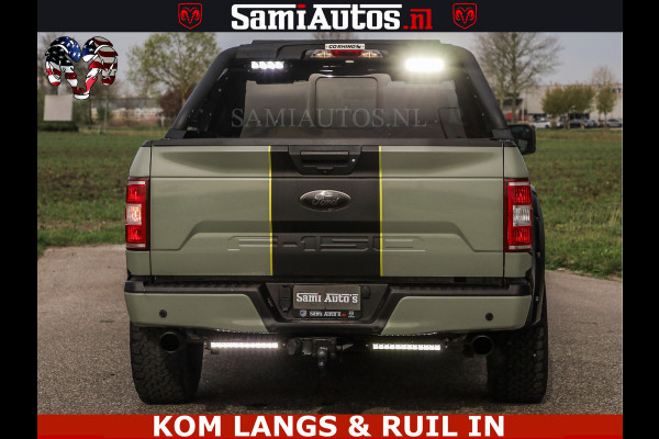 Ford USA F-150 5.0 V8 4X4 | MAT OLIVE GREEN | ZEER DIK | CAMERA | 3500KG | PANORAMA | LEDER | GO RHINO ROLLBAR | CRUISE CONTROL | PRINS LPG | BAKFLIP COVER | Deze pick-up is leverbaar met zowel een groot rijbewijs (C) als een klein rijbewijs (B). Laat ons weten wat jouw voorkeur is.
