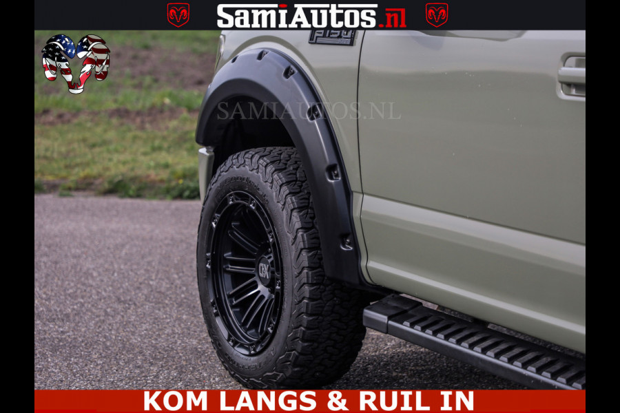 Ford USA F-150 5.0 V8 4X4 | MAT OLIVE GREEN | ZEER DIK | CAMERA | 3500KG | PANORAMA | LEDER | GO RHINO ROLLBAR | CRUISE CONTROL | PRINS LPG | BAKFLIP COVER | Deze pick-up is leverbaar met zowel een groot rijbewijs (C) als een klein rijbewijs (B). Laat ons weten wat jouw voorkeur is.