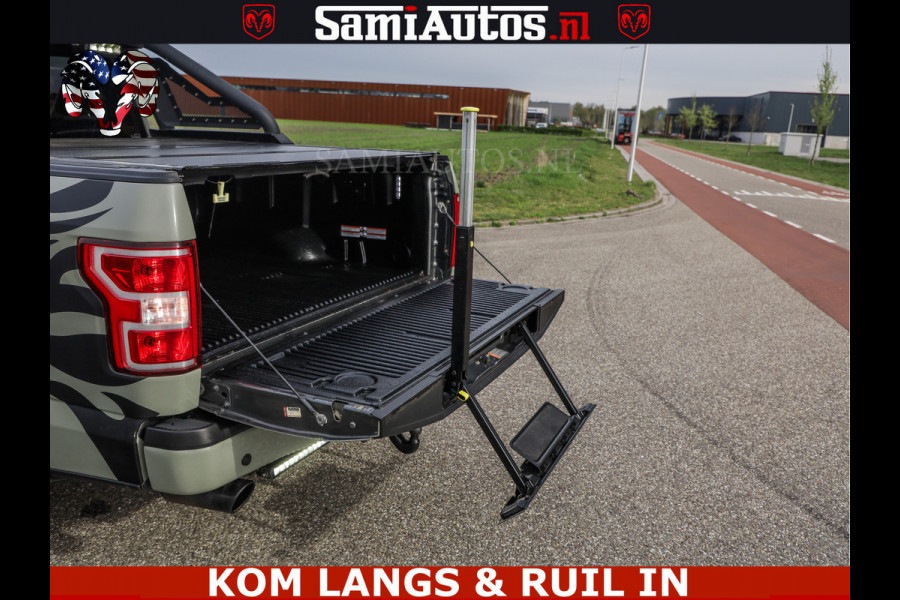 Ford USA F-150 5.0 V8 4X4 | MAT OLIVE GREEN | ZEER DIK | CAMERA | 3500KG | PANORAMA | LEDER | GO RHINO ROLLBAR | CRUISE CONTROL | PRINS LPG | BAKFLIP COVER | Deze pick-up is leverbaar met zowel een groot rijbewijs (C) als een klein rijbewijs (B). Laat ons weten wat jouw voorkeur is.