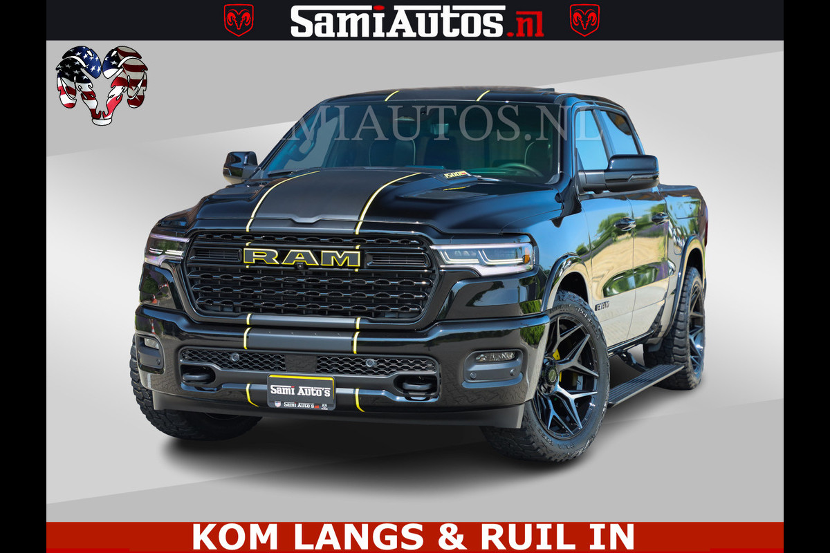 Dodge Ram Limited Night Sport High Output 540HP 706Nm | Massage + Full Option | De Meest Luxe en Volle Pick-Up in zijn Klasse | Comfortabele Dubbele Cabine met Royale 5 Zitplaatsen | BPM vrij | Nu Leverbaar uit Voorraad | Voorraad Nr 2356 - 0990