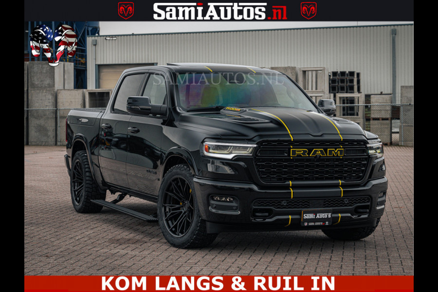 Dodge Ram LIMITED NIGHT H.O 540HP 706Nm | Massage + Full Option | De Meest Luxe en Volle Pick-Up in zijn Klasse | Comfortabele Dubbele Cabine met Royale 5 Zitplaatsen | BPM vrij | Nu Leverbaar uit Voorraad | Voorraad Nr 2370 - 5411