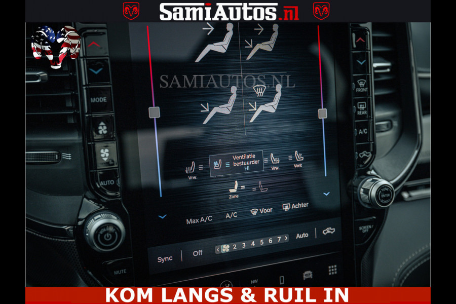 Dodge Ram LIMITED NIGHT H.O 540HP 706Nm | Massage + Full Option | De Meest Luxe en Volle Pick-Up in zijn Klasse | Comfortabele Dubbele Cabine met Royale 5 Zitplaatsen | BPM vrij | Nu Leverbaar uit Voorraad | Voorraad Nr 2370 - 5411