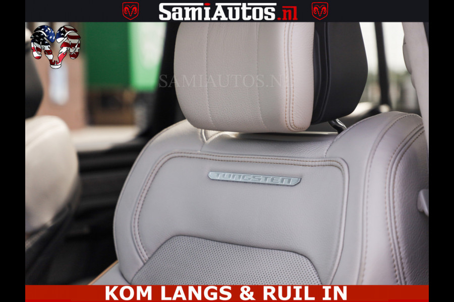 Dodge Ram TUNGSTEN BLACK OPS | 540 PK | HIGH END | MASSAGE | RAM VOL | LIMITED EDITION | DC | ROYALE 5 PERSOONS DUBBELE CABINE | GRIJSKENTEKEN | MEEST LUXE PICK UP | EERSTE EIGENAAR |