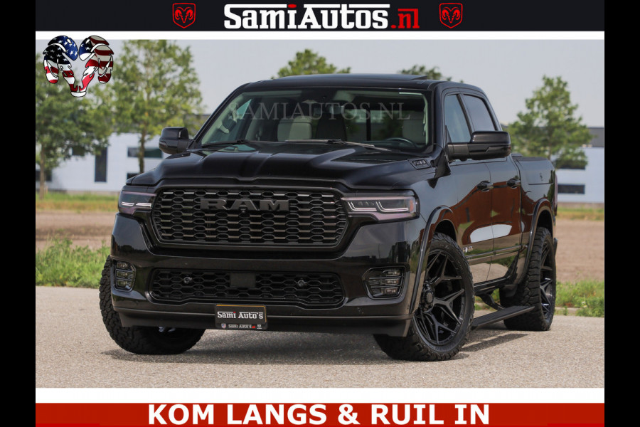 Dodge Ram TUNGSTEN BLACK OPS | 540 PK | HIGH END | MASSAGE | RAM VOL | LIMITED EDITION | DC | ROYALE 5 PERSOONS DUBBELE CABINE | GRIJSKENTEKEN | MEEST LUXE PICK UP | EERSTE EIGENAAR |