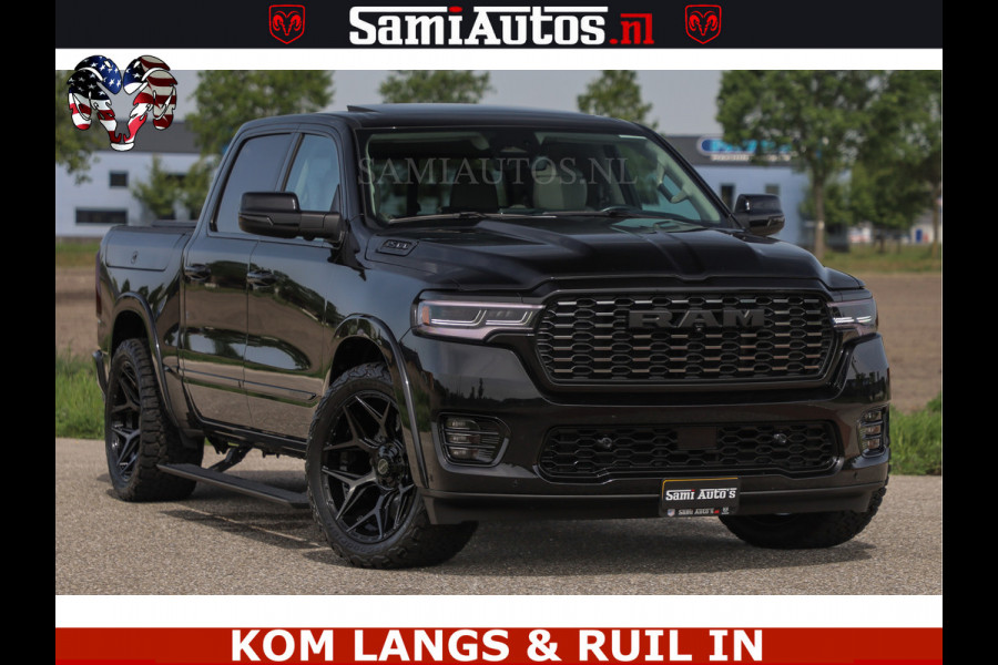 Dodge Ram TUNGSTEN BLACK OPS | 540 PK | HIGH END | MASSAGE | RAM VOL | LIMITED EDITION | DC | ROYALE 5 PERSOONS DUBBELE CABINE | GRIJSKENTEKEN | MEEST LUXE PICK UP | EERSTE EIGENAAR |