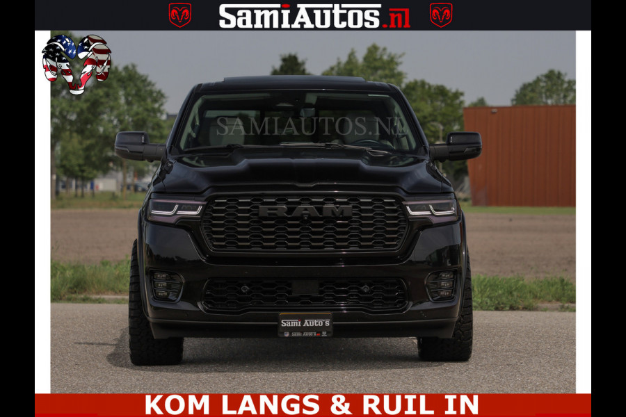 Dodge Ram TUNGSTEN BLACK OPS | 540 PK | HIGH END | MASSAGE | RAM VOL | LIMITED EDITION | DC | ROYALE 5 PERSOONS DUBBELE CABINE | GRIJSKENTEKEN | MEEST LUXE PICK UP | EERSTE EIGENAAR |