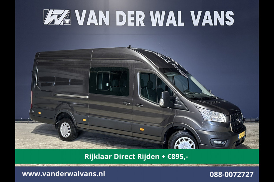 Ford Transit 2.0 TDCI 185pk L4H3 Dubbele Cabine Euro6 *Rijklaar Direct Rijden* Airco | 6-Zits | Camera | Cruisecontrol Parkeersensoren, 2800kg trekvermogen