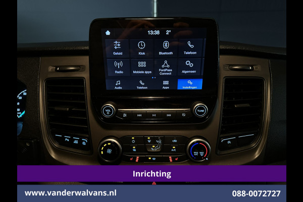 Ford Transit Custom 2.0 TDCI L1H1 Inrichting Euro6 Airco | Camera | Omvormer | LED | Cruisecontrol | Android Auto Stoelverwarming, Verwarmde voorruit, Parkeersensoren, Bijrijdersbank, 2500kg Trekhaak