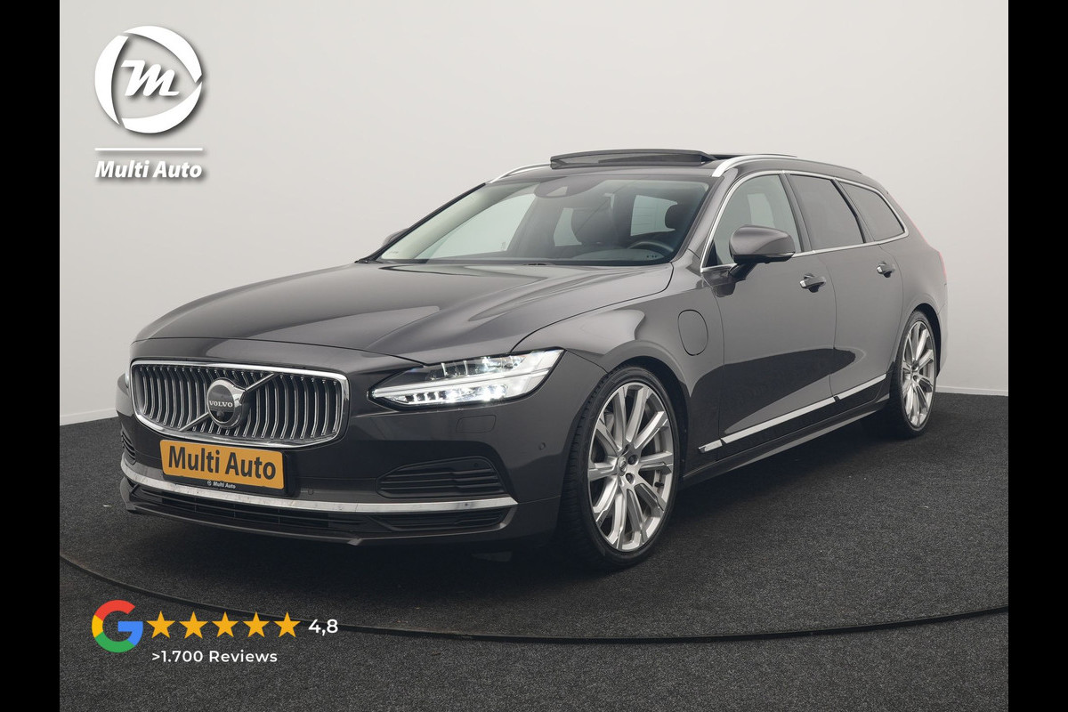 Volvo V90 T6 AWD Inscription PHEV 340pk Dealer O.H. | Trekhaak Af Fabriek | Panodak | Head Up | Adaptive Cruise | 360 Camera | Harman / Kardon | Lederen Sportstoelen Memory & Verwarmd | Keyless | Stuur Verwarmd | Blis | Apple Carplay | DAB | Plug In Hybrid |