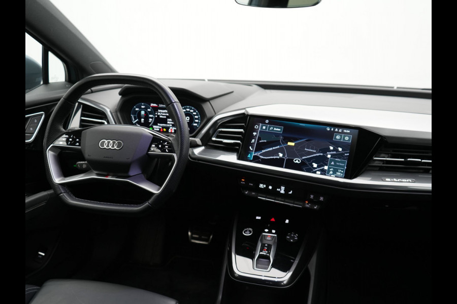 Audi Q4 e-tron 40 S Line 77 kWh 204pk | Adaptive Cruise | Valcona Lederen Sportstoelen Verwarmd | 20"L.M | Apple Carplay | Keyless | Blis | Camera | Virtual | Navigatie | DAB |